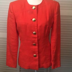 Vintage Arnold SCAASI Military Inspired Jacket and skirt set. Linen.